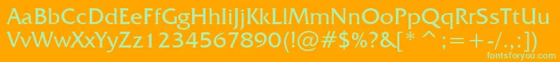 fuente FrizQuadrataBt – Fuentes Verdes Sobre Fondo Naranja