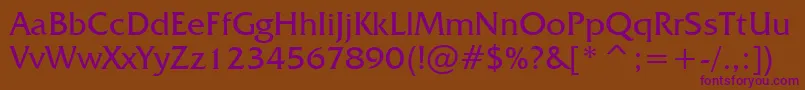 FrizQuadrataBt Font – Purple Fonts on Brown Background