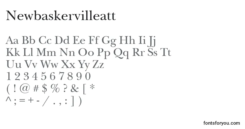 A fonte Newbaskervilleatt – alfabeto, números, caracteres especiais