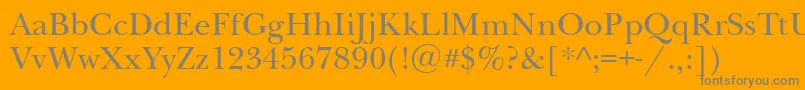 Newbaskervilleatt-Schriftart – Graue Schriften auf orangefarbenem Hintergrund