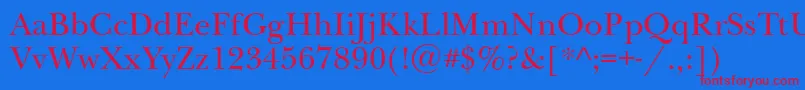 フォントNewbaskervilleatt – 赤い文字の青い背景
