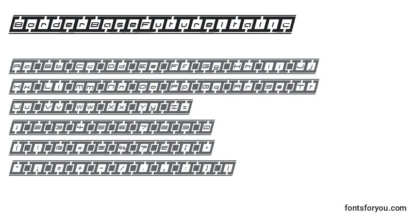 Schriftart BorderBaseFutureItalic – Alphabet, Zahlen, spezielle Symbole