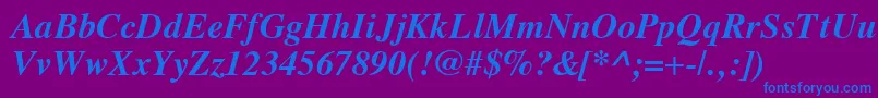 Czcionka VremyaBoldItalic – niebieskie czcionki na fioletowym tle