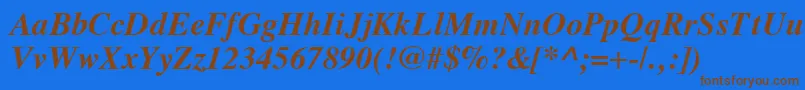 VremyaBoldItalic Font – Brown Fonts on Blue Background
