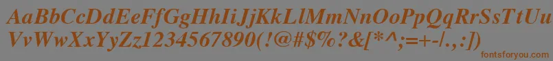 VremyaBoldItalic-fontti – ruskeat fontit harmaalla taustalla