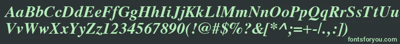 Fonte VremyaBoldItalic – fontes verdes em um fundo preto