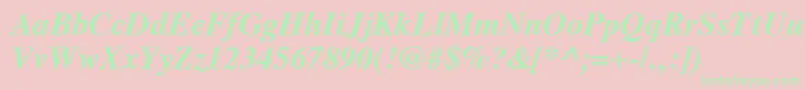 Saiba mais sobre a fonte VremyaBoldItalic Fonte VremyaBoldItalic – fontes verdes em um fundo rosa