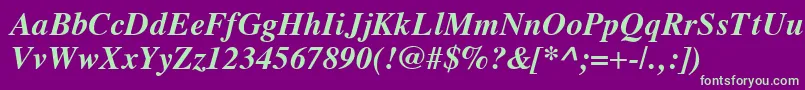 VremyaBoldItalic Font – Green Fonts on Purple Background