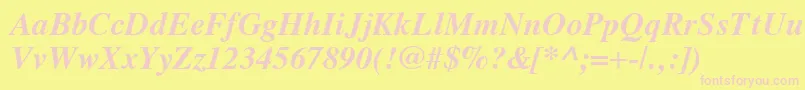 VremyaBoldItalic-Schriftart – Rosa Schriften auf gelbem Hintergrund