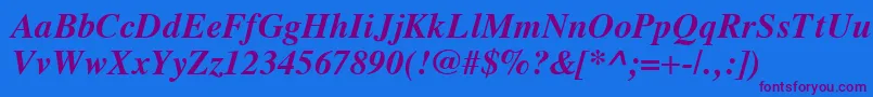 VremyaBoldItalic Font – Purple Fonts on Blue Background
