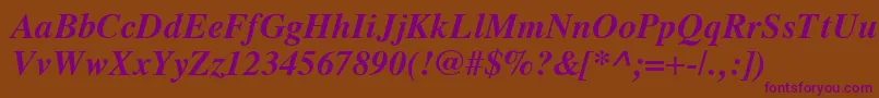 VremyaBoldItalic Font – Purple Fonts on Brown Background