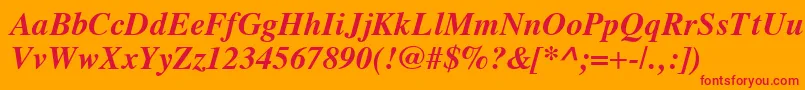 VremyaBoldItalic Font – Red Fonts on Orange Background