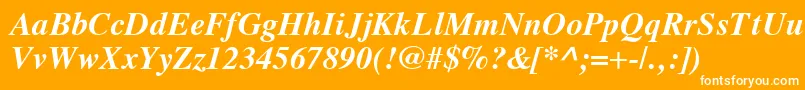 VremyaBoldItalic-fontti – valkoiset fontit oranssilla taustalla