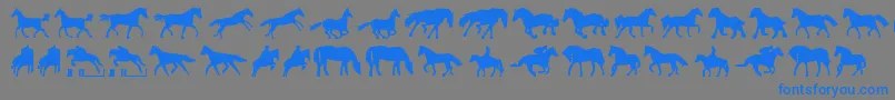 Horses1-Schriftart – Blaue Schriften auf grauem Hintergrund