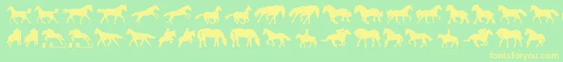 Horses1 Font – Yellow Fonts on Green Background