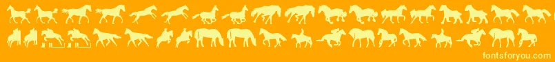 Horses1-Schriftart – Gelbe Schriften auf orangefarbenem Hintergrund