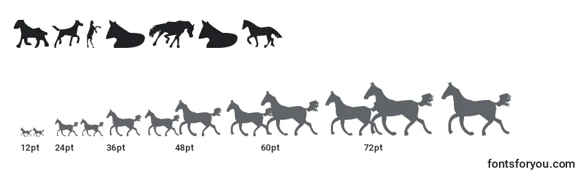 Größen der Schriftart Horses1