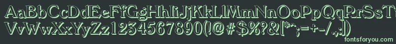 フォントVeronashadowRegular – 黒い背景に緑の文字