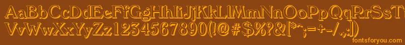 フォントVeronashadowRegular – オレンジ色の文字が茶色の背景にあります。