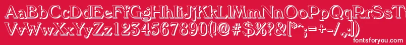 VeronashadowRegular-fontti – valkoiset fontit punaisella taustalla