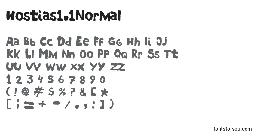Czcionka Hostias1.1Normal – alfabet, cyfry, specjalne znaki