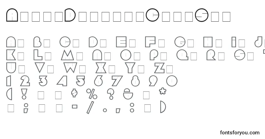 A fonte ArgotDisplayCapsSsi – alfabeto, números, caracteres especiais