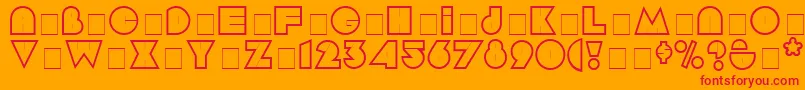 Fonte ArgotDisplayCapsSsi – fontes vermelhas em um fundo laranja