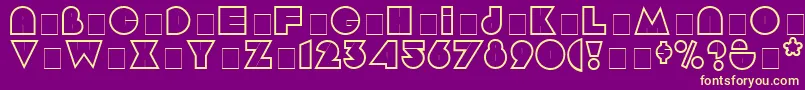 Fonte ArgotDisplayCapsSsi – fontes amarelas em um fundo roxo