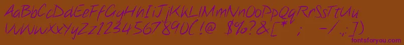 NoteThis-Schriftart – Violette Schriften auf braunem Hintergrund