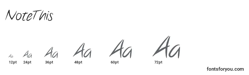 NoteThis Font Sizes