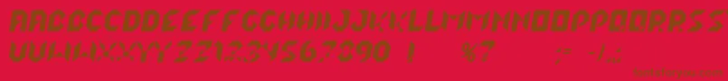 LalekItalic-Schriftart – Braune Schriften auf rotem Hintergrund