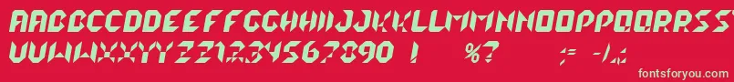 Czcionka LalekItalic – zielone czcionki na czerwonym tle