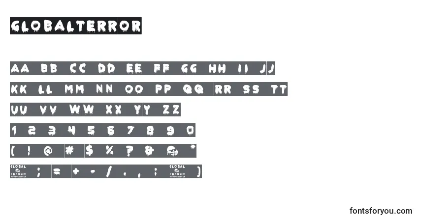 A fonte GlobalTerror – alfabeto, números, caracteres especiais