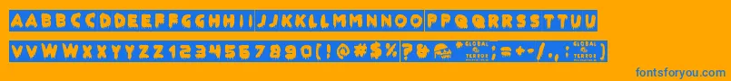 Weitere Informationen zur GlobalTerror-Schriftart GlobalTerror-Schriftart – Blaue Schriften auf orangefarbenem Hintergrund