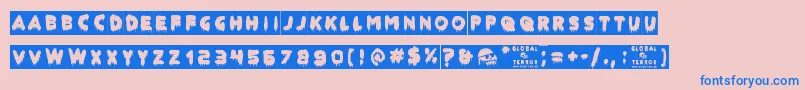 GlobalTerror Font – Blue Fonts on Pink Background