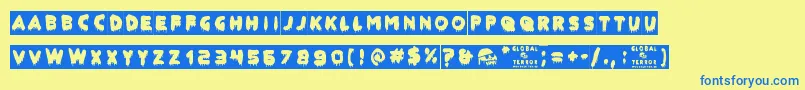 GlobalTerror Font – Blue Fonts on Yellow Background