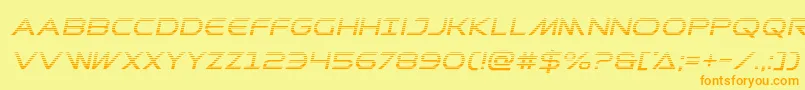 フォントPrometheangradital – オレンジの文字が黄色の背景にあります。