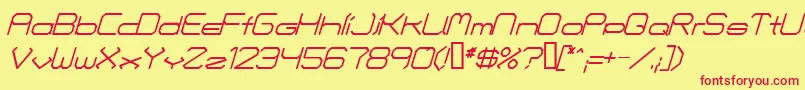 Fonte Fontmakers Choice Italic – fontes vermelhas em um fundo amarelo