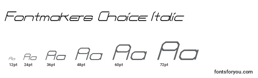 Размеры шрифта Fontmakers Choice Italic