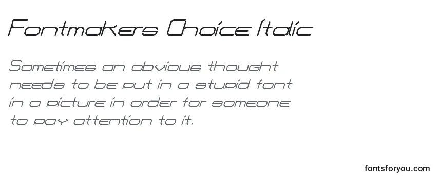 Przegląd czcionki Fontmakers Choice Italic