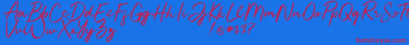 Jelytta-Schriftart – Rote Schriften auf blauem Hintergrund