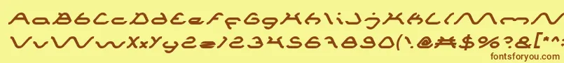 フォントSpiderItalic – 茶色の文字が黄色の背景にあります。