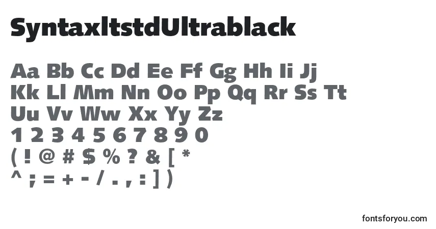 Czcionka SyntaxltstdUltrablack – alfabet, cyfry, specjalne znaki