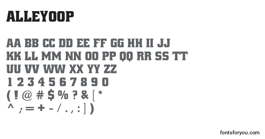 Schriftart AlleyOop – Alphabet, Zahlen, spezielle Symbole