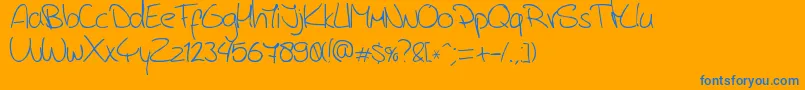 JerryB4sHandwriting-fontti – siniset fontit oranssilla taustalla