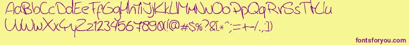JerryB4sHandwriting Font – Purple Fonts on Yellow Background