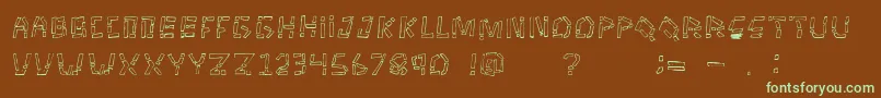 Tikitype-fontti – vihreät fontit ruskealla taustalla