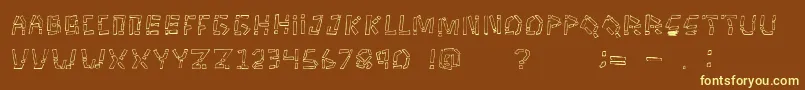 Tikitype-Schriftart – Gelbe Schriften auf braunem Hintergrund