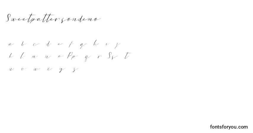 Schriftart Sweetpattersondemo – Alphabet, Zahlen, spezielle Symbole