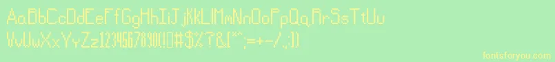 フォントSevensidedgames – 黄色の文字が緑の背景にあります